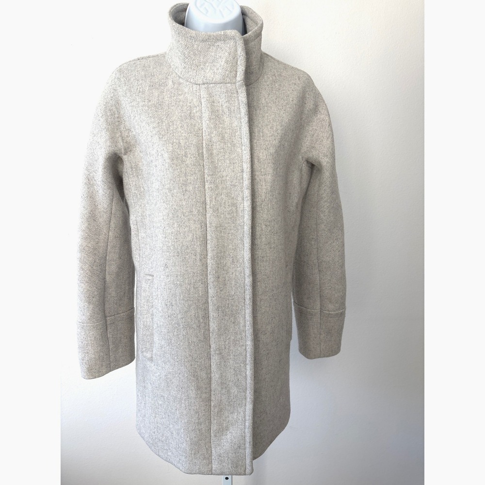 Clean Girl Wool Blend Coat Size 2 Light Grey Stand Collar Chic Winter Jacket - Picture 2 of 13